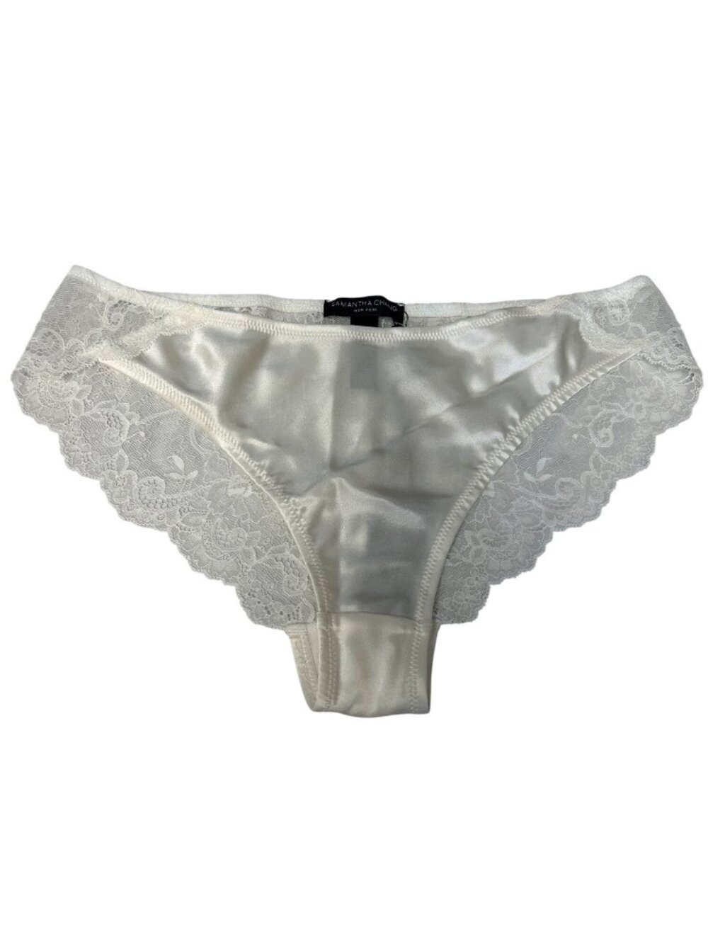 SAMANTHA CHANG French Leavers Lace Lola Brief White Veil Size Medium NWT